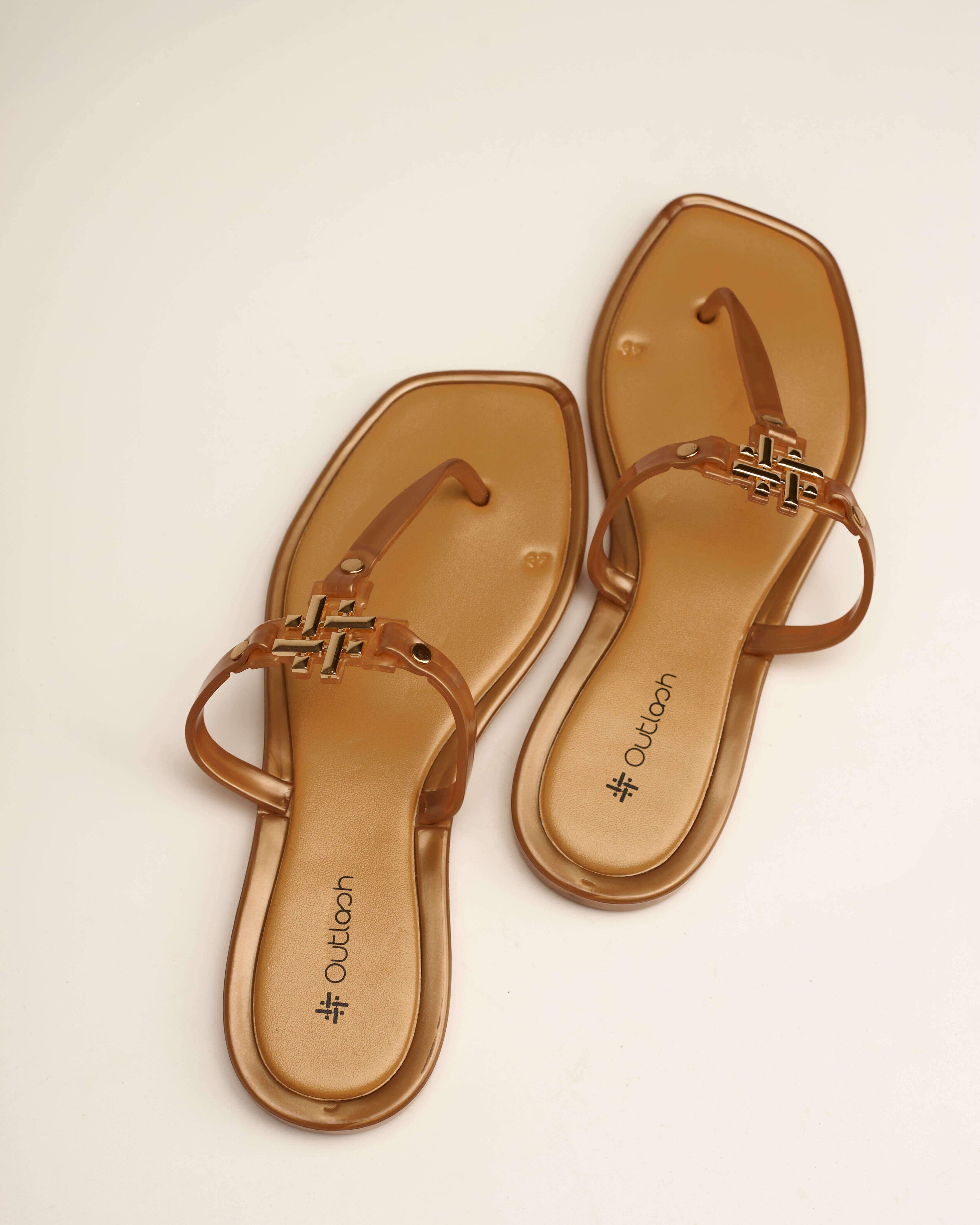 Gleam jelly slides in Biege