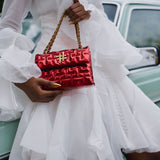 ZOYA FLAP BAG IN METALLIC RED (SMALL)