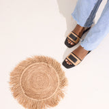 RAFIA SLIDES IN BLACK