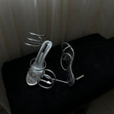 HELIX HEELS IN SILVER