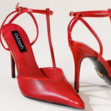 DUCHESS HEELS IN DARK RED