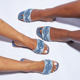 SLEEK SLIDES IN DENIM