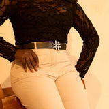 Reversible Belt in BLACK PRINT/SOLID DARK GREY