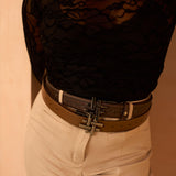 Reversible Belt in COFFEE PRINT/SOLID BROWN