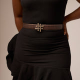 Reversible Belt in COFFEE PRINT/SOLID BROWN