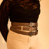 Reversible Belt in COFFEE PRINT/SOLID BROWN