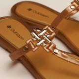 Gleam jelly slides in Biege