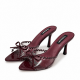 COQUETTE HEELS IN PVC CLEAR & WINE