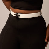 Reversible Belt in SOLID WHITE/SOLID DARK BROWN