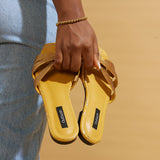 Glint Slides in Croc Yellow