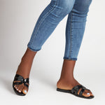 Chic Leather Slides in Black - Outlash brand