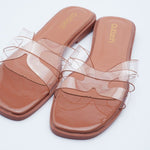 Chic Leather Slides in Clear PVC - Outlash brand