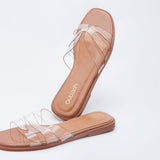 Chic Leather Slides in Clear PVC - Outlash brand