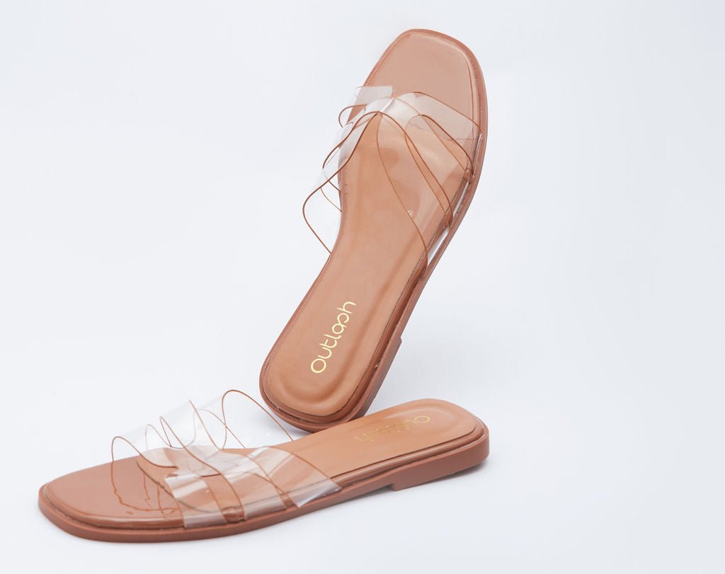 Chic Leather Slides in Clear PVC - Outlash brand