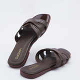 Chic Leather Slides in Coffee - Outlash brand